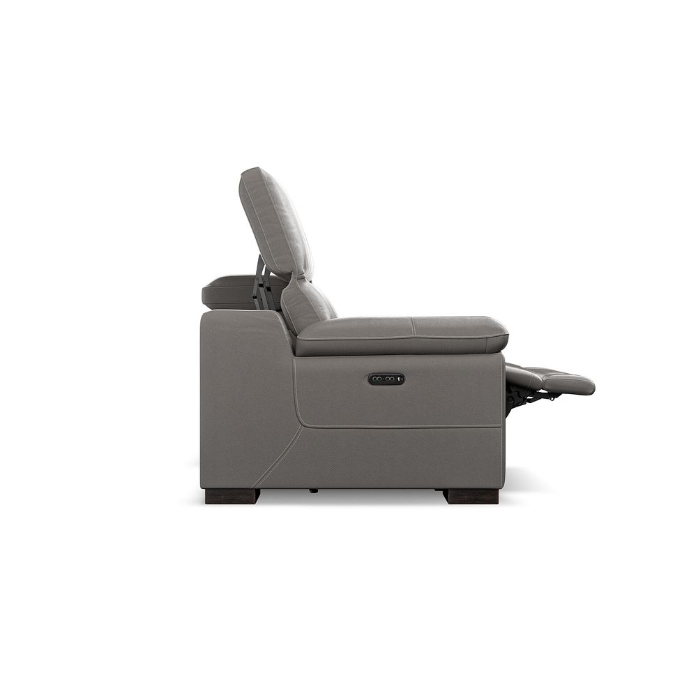 Santino 3 Seater Recliner Sofa With Power Headrest in Elephant Grey Leather 8
