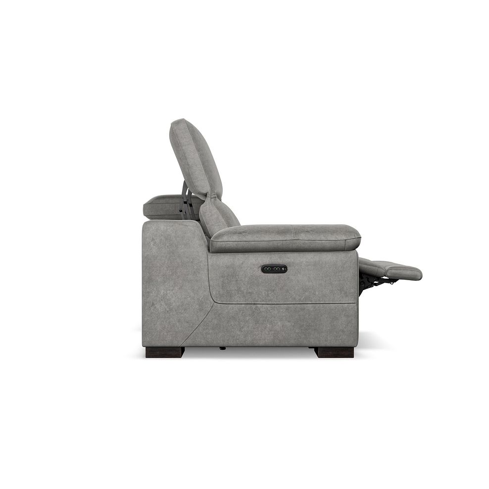 Santino 3 Seater Recliner Sofa With Power Headrest in Maldives Dark Grey Fabric 12