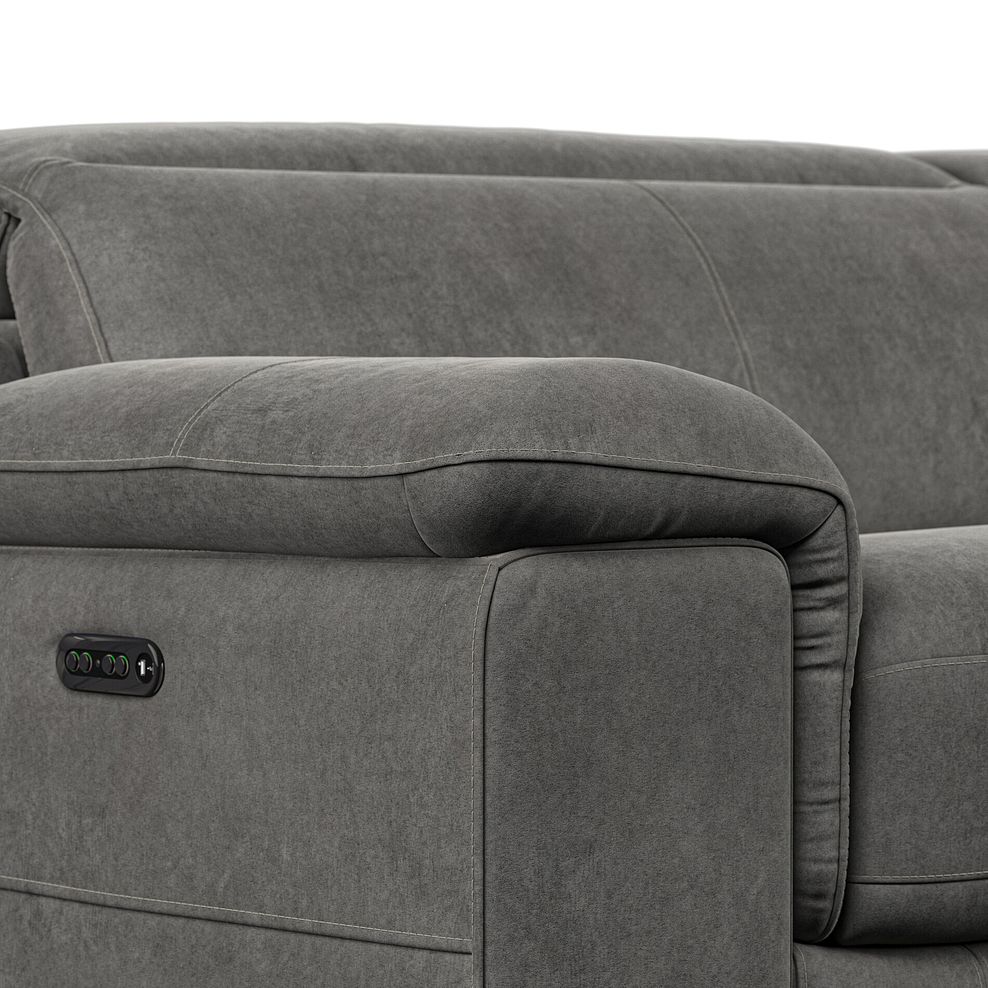 Santino 3 Seater Recliner Sofa With Power Headrest in Maldives Dark Grey Fabric 14