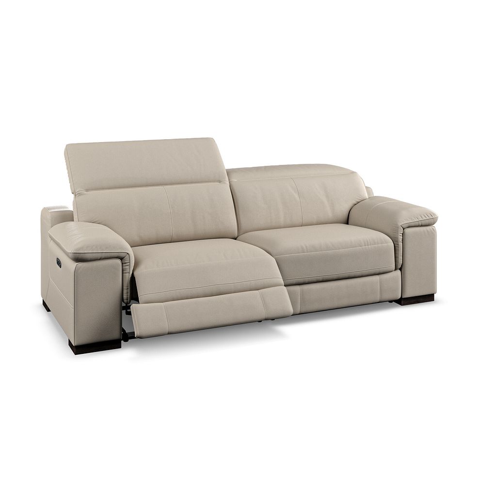 Santino 3 Seater Recliner Sofa With Power Headrest in Pebble Leather 3