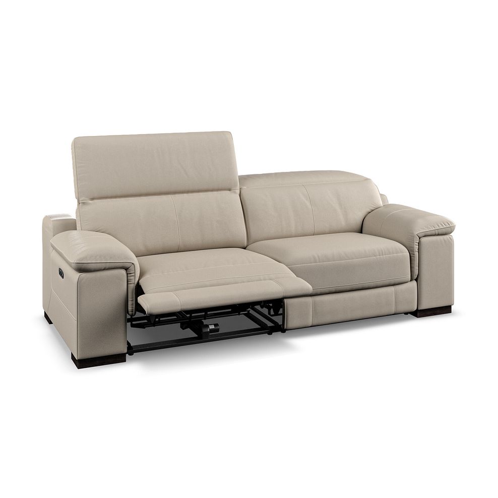 Santino 3 Seater Recliner Sofa With Power Headrest in Pebble Leather Thumbnail 4