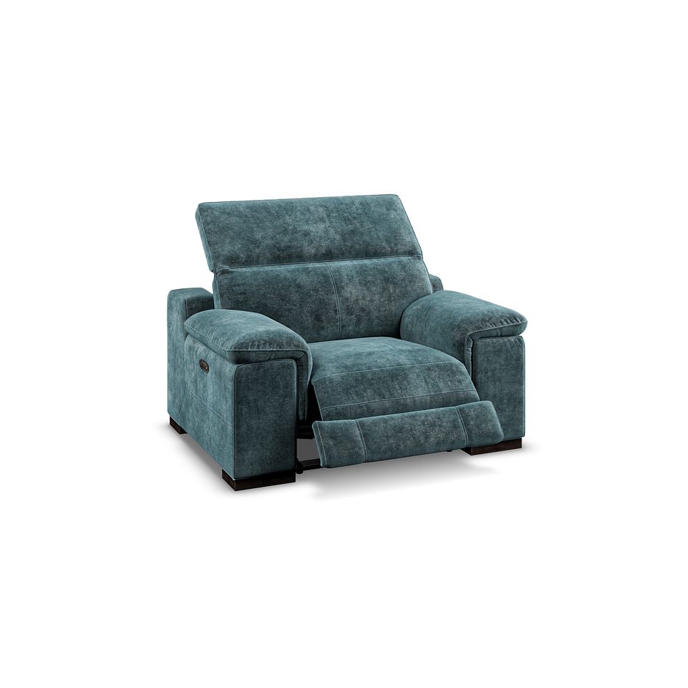 Santino Recliner Armchair With Power Headrest in Descent Blue Fabric 2