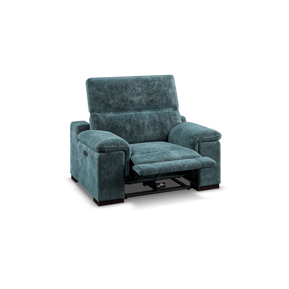 Santino Recliner Armchair With Power Headrest in Descent Blue Fabric 3