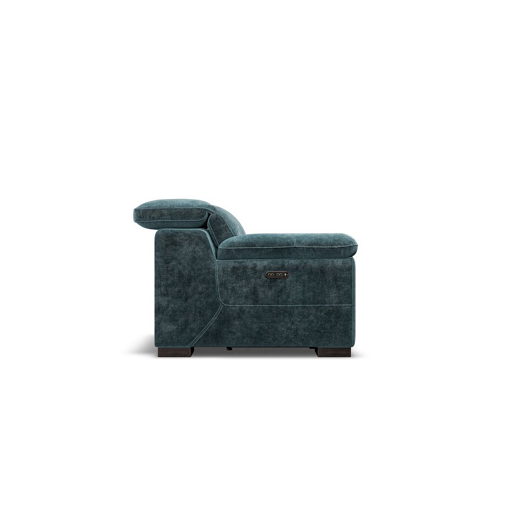 Santino Recliner Armchair With Power Headrest in Descent Blue Fabric 6