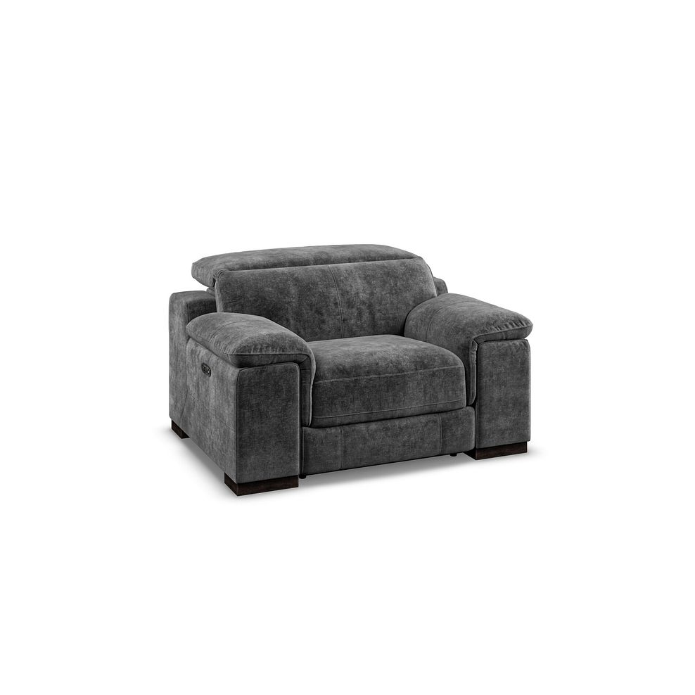 Santino Recliner Armchair With Power Headrest in Descent Charcoal Fabric Thumbnail 1