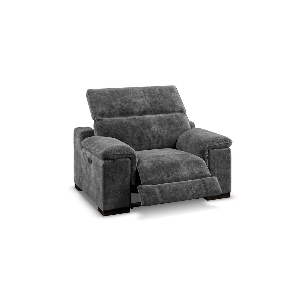 Santino Recliner Armchair With Power Headrest in Descent Charcoal Fabric Thumbnail 2