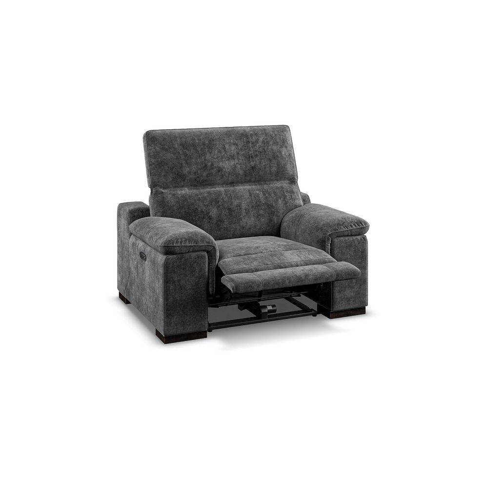 Santino Recliner Armchair With Power Headrest in Descent Charcoal Fabric Thumbnail 3