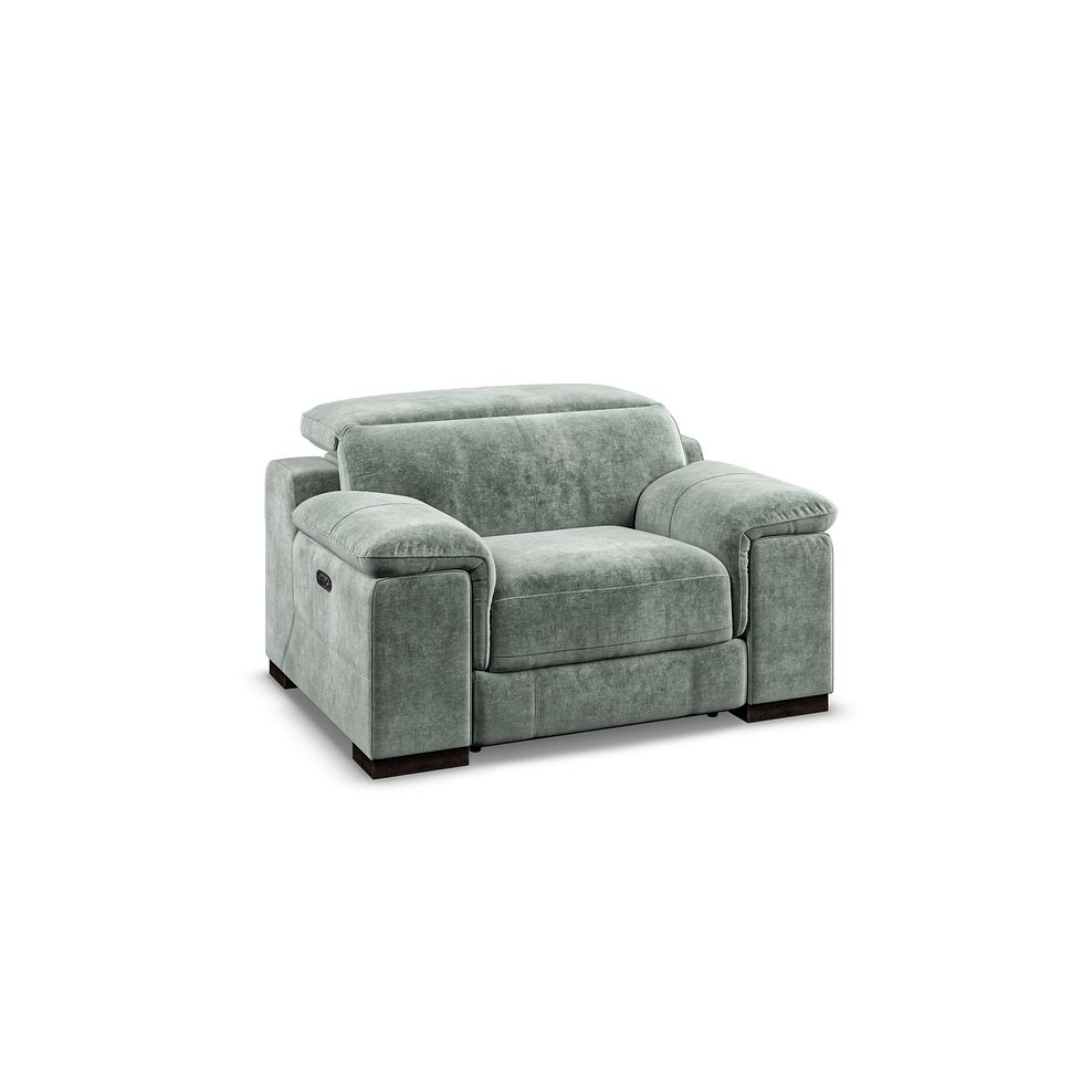 Santino Recliner Armchair With Power Headrest in Descent Pewter Fabric Thumbnail 1