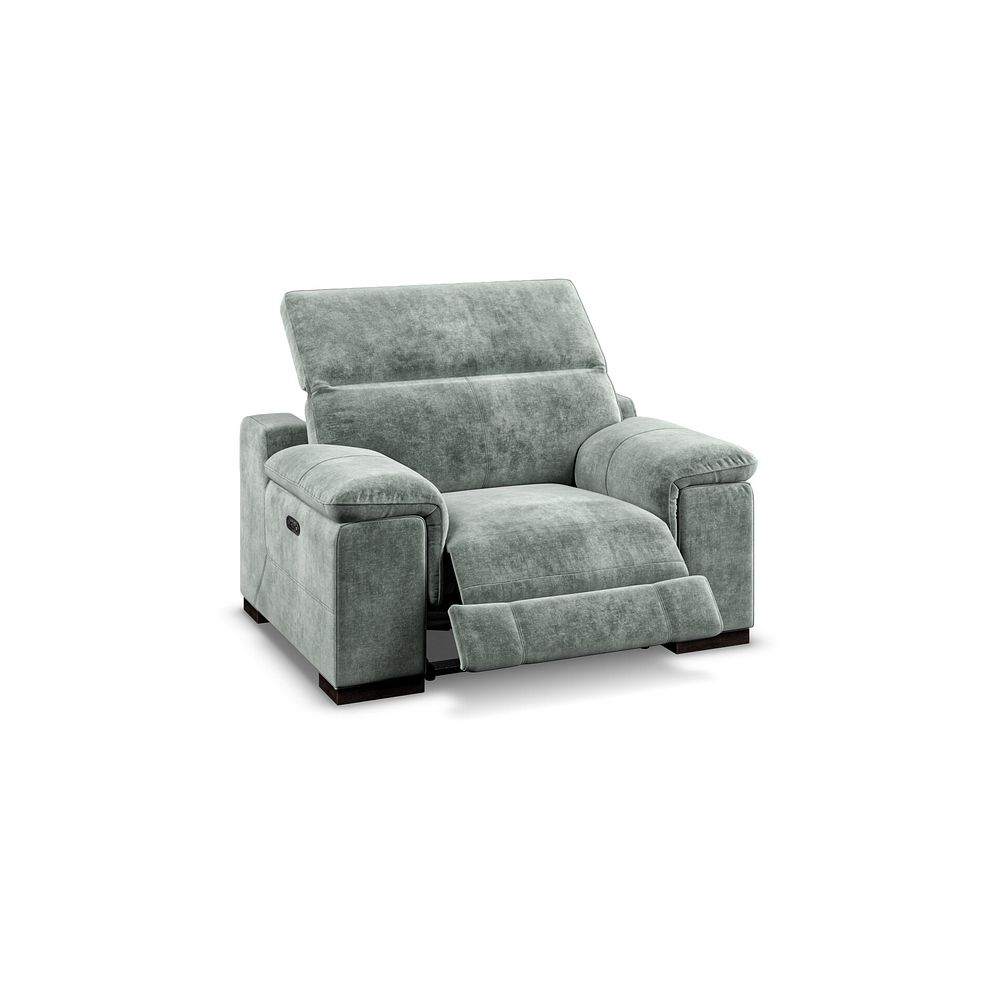 Santino Recliner Armchair With Power Headrest in Descent Pewter Fabric 2
