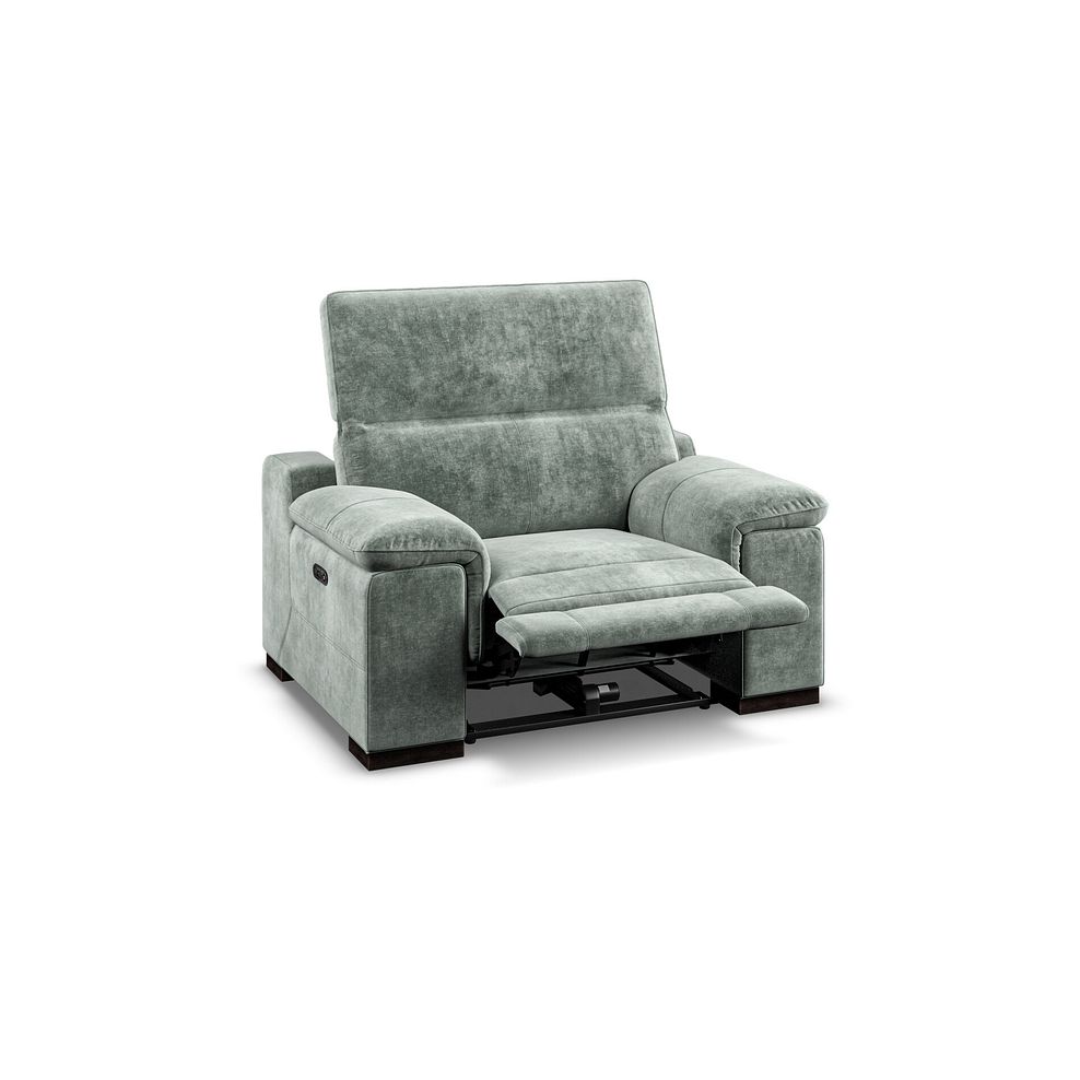 Santino Recliner Armchair With Power Headrest in Descent Pewter Fabric Thumbnail 3