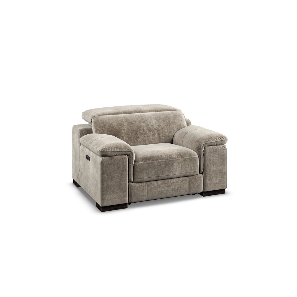 Santino Recliner Armchair With Power Headrest in Descent Taupe Fabric 1