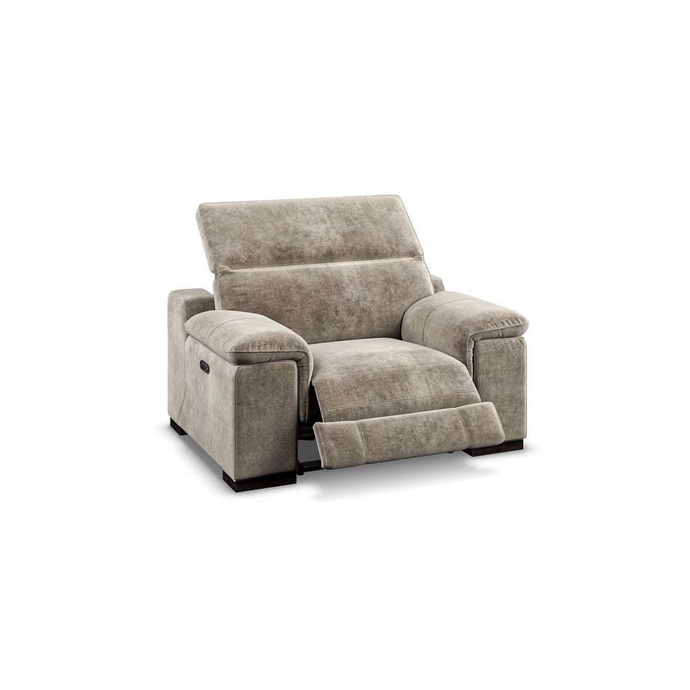 Santino Recliner Armchair With Power Headrest in Descent Taupe Fabric 2