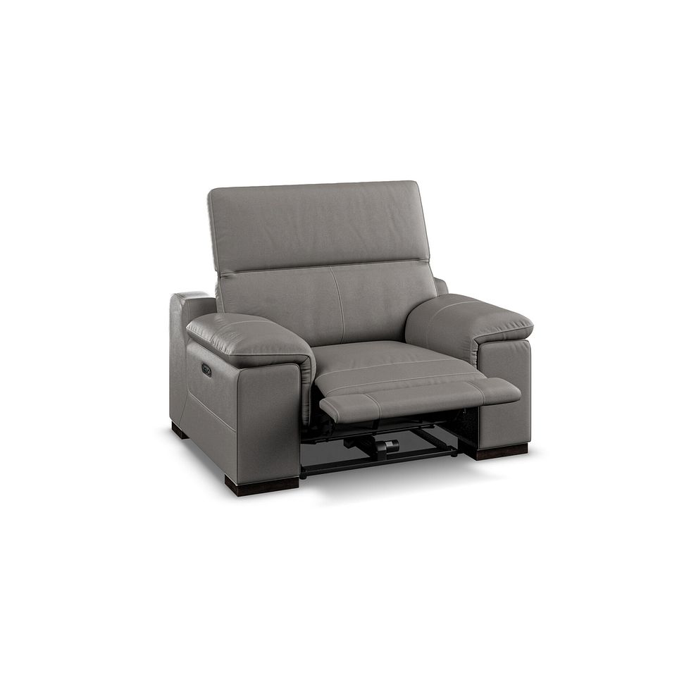 Santino Recliner Armchair With Power Headrest in Elephant Grey Leather Thumbnail 3