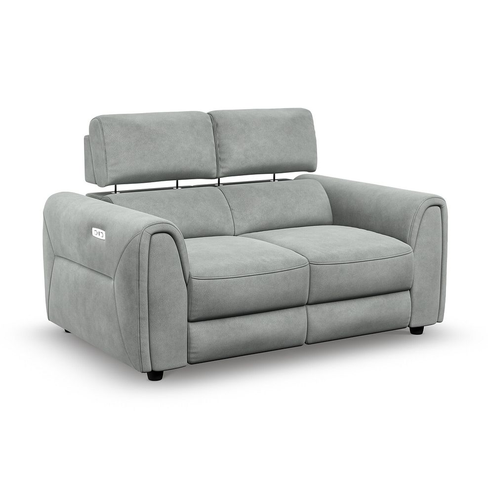 Santorini 2 Seater Electric Recliner Sofa with Power Headrests in Nomad Pebble Fabric 2