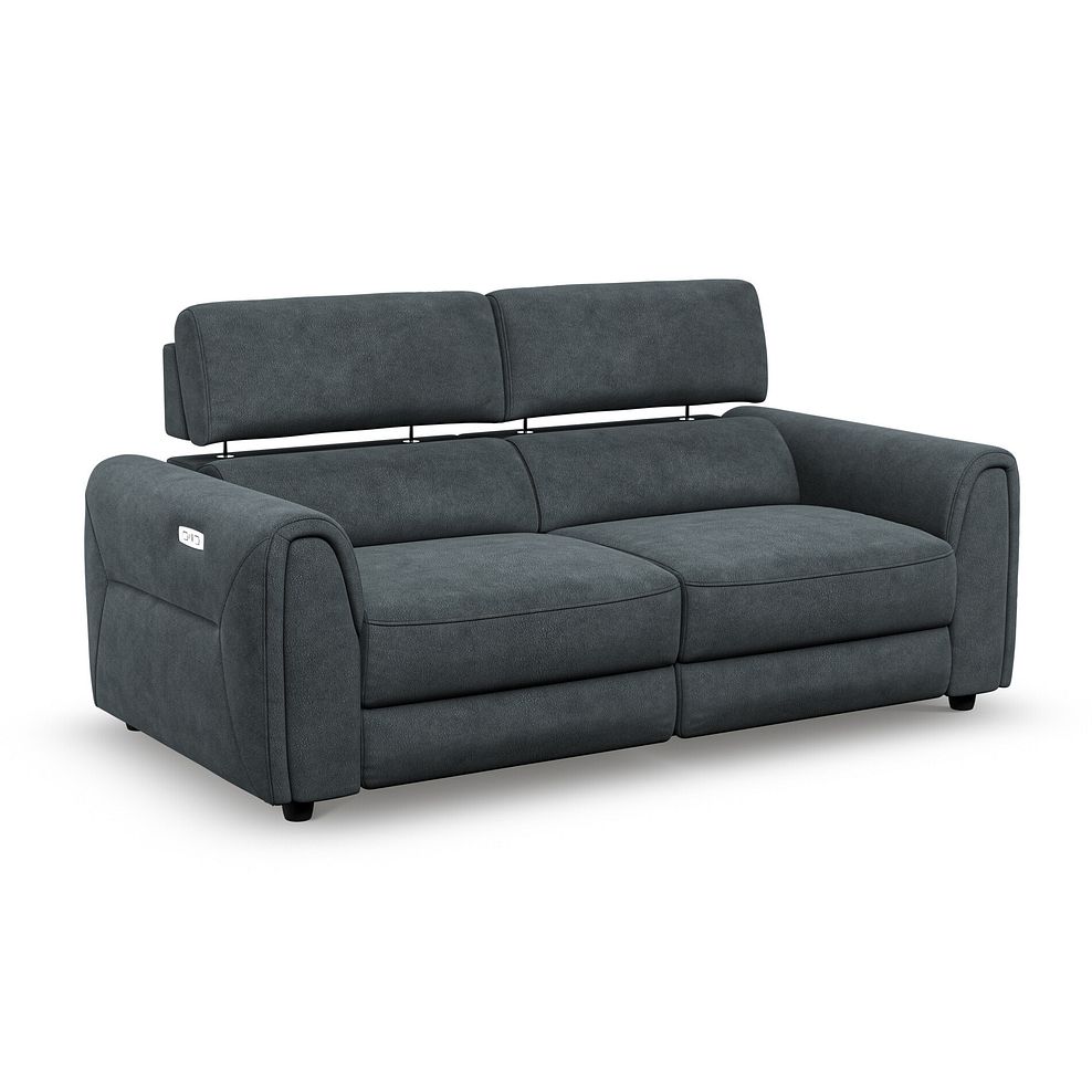 Santorini 3 Seater Electric Recliner Sofa with Power Headrests in Nomad Harbour Mist Fabric 2