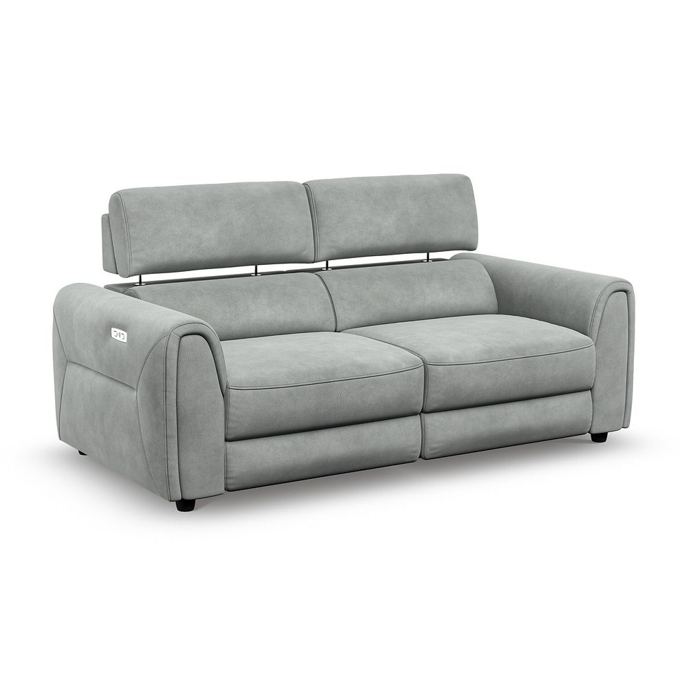 Santorini 3 Seater Electric Recliner Sofa with Power Headrests in Nomad Pebble Fabric 2