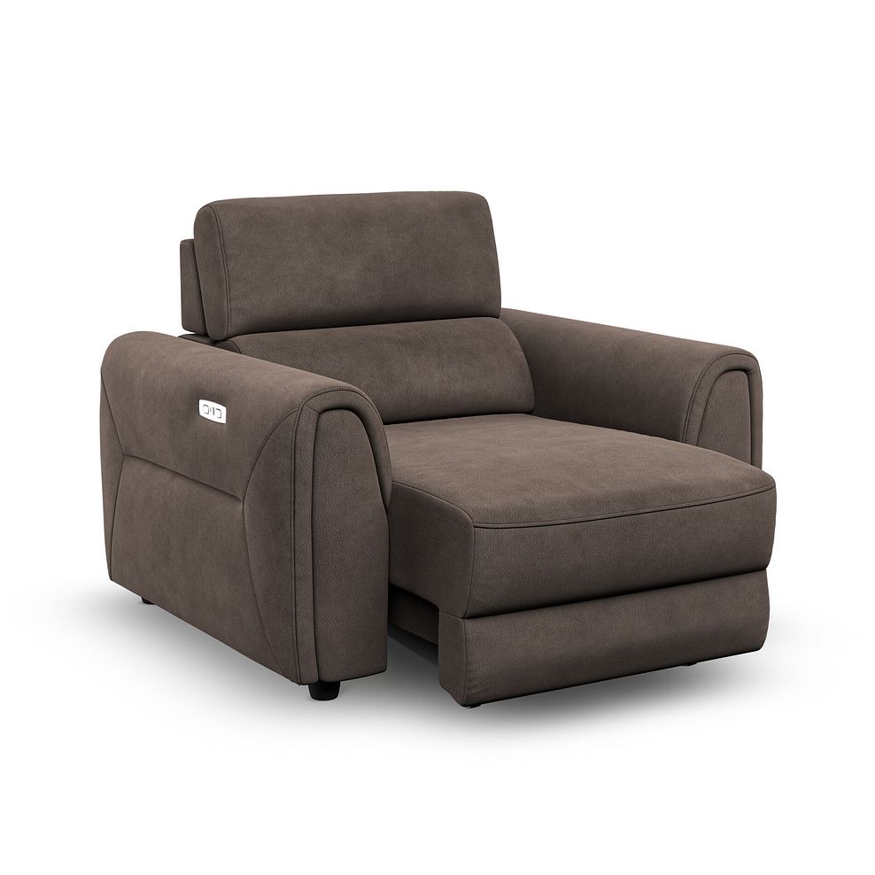 Santorini Power Motion Chaise Armchair and Power Headrest in  Nomad Driftwood Fabric 2