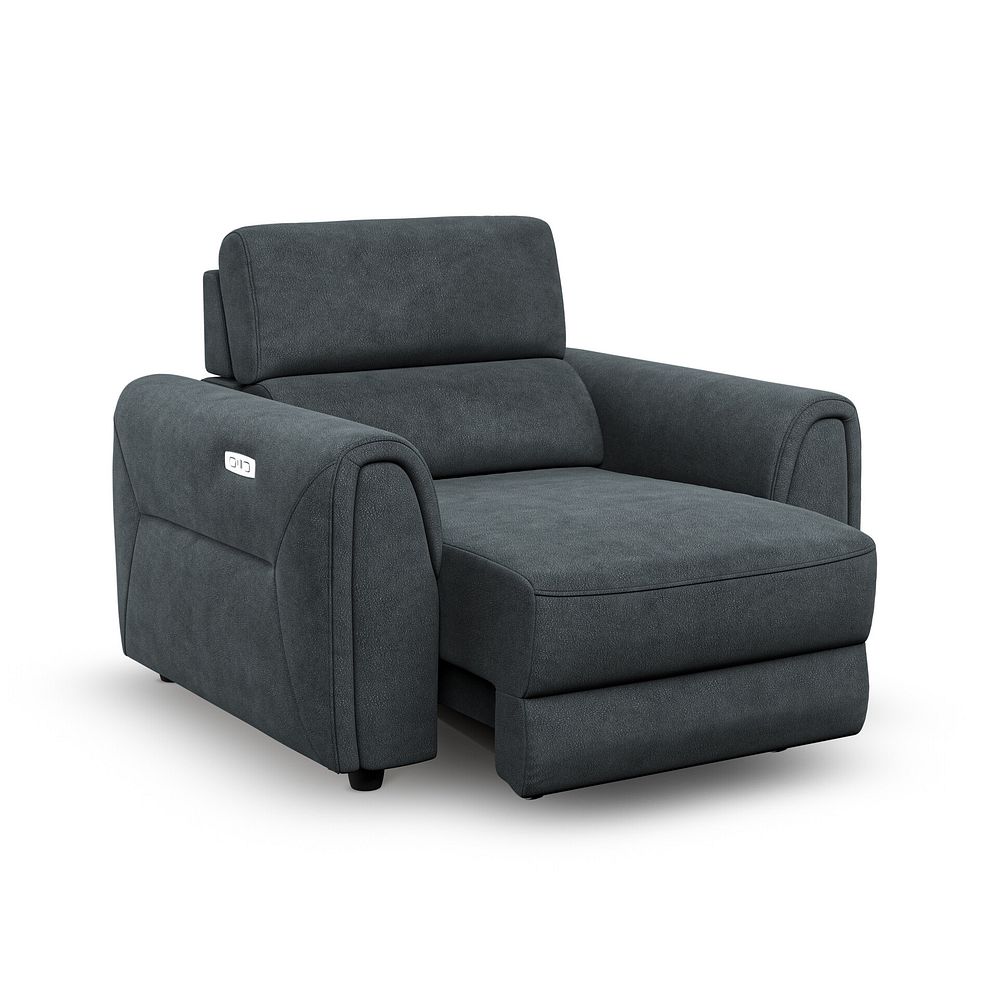 Santorini Power Motion Chaise Armchair and Power Headrest in  Nomad Harbour Mist Fabric 2