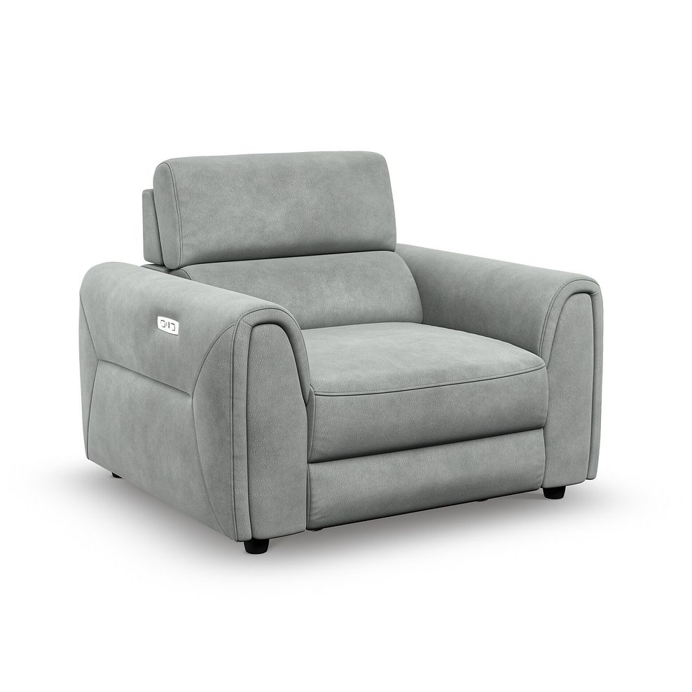 Santorini Power Motion Chaise Armchair and Power Headrest in  Nomad Pebble Fabric 1