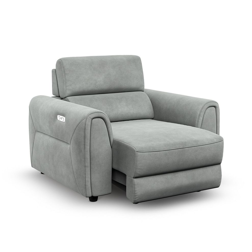 Santorini Power Motion Chaise Armchair and Power Headrest in  Nomad Pebble Fabric 2