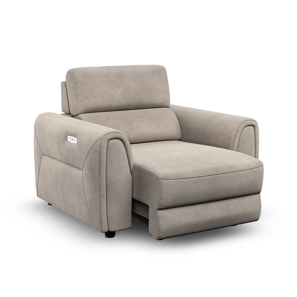 Santorini Power Motion Chaise Armchair and Power Headrest in  Nomad Sahara Fabric 2