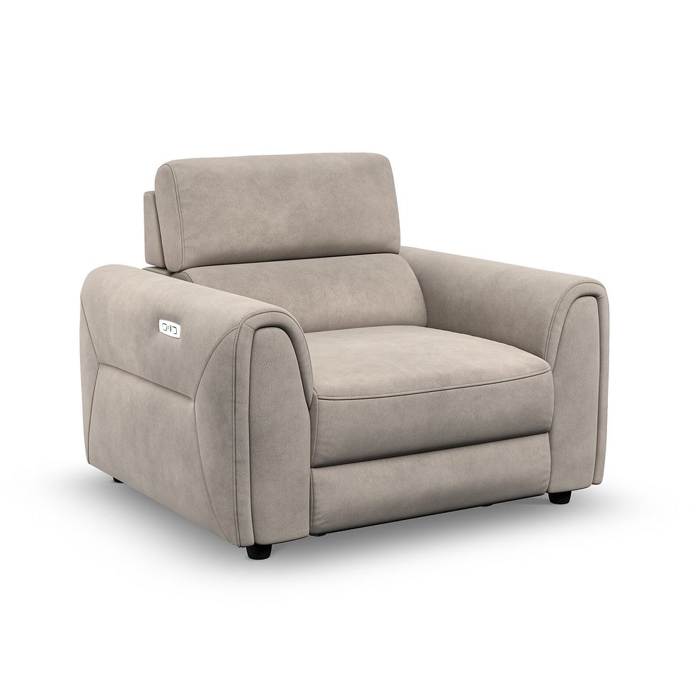 Santorini Power Motion Chaise Armchair and Power Headrest in  Nomad Sahara Fabric 1