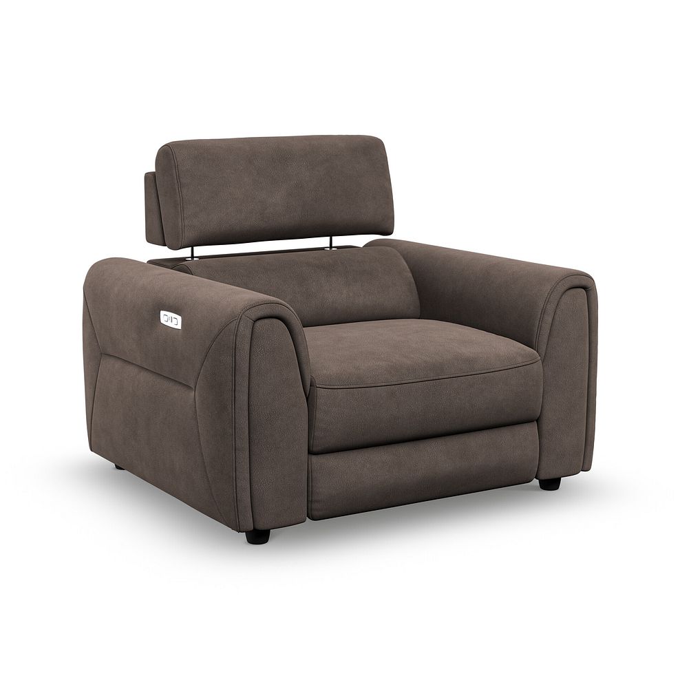Santorini Electric Recliner Armchair with Power Headrest in  Nomad Driftwood Fabric 2