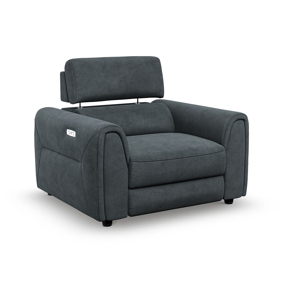 Santorini Electric Recliner Armchair with Power Headrest in  Nomad Harbour Mist Fabric 2