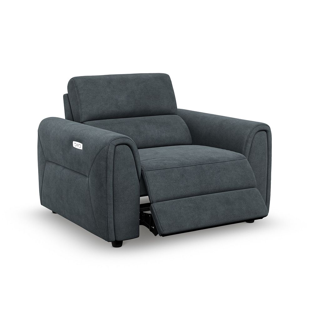 Santorini Electric Recliner Armchair with Power Headrest in  Nomad Harbour Mist Fabric 3