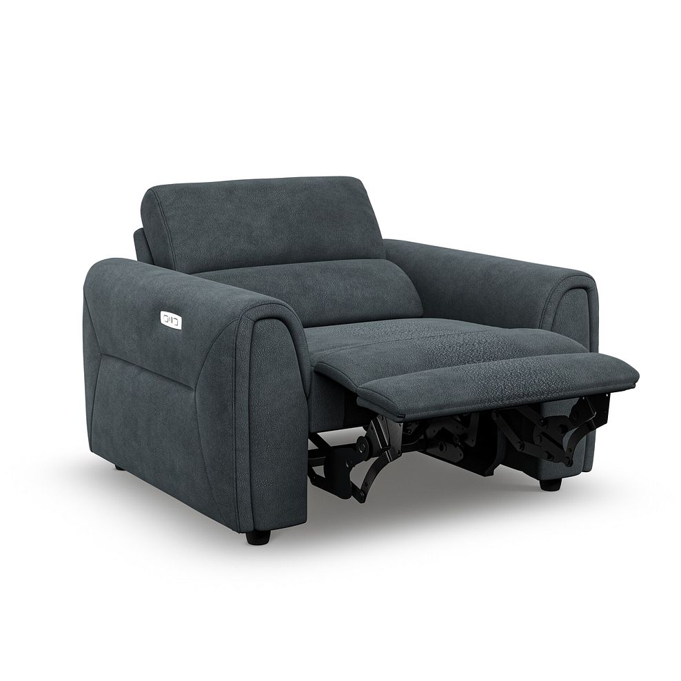 Santorini Electric Recliner Armchair with Power Headrest in  Nomad Harbour Mist Fabric 4