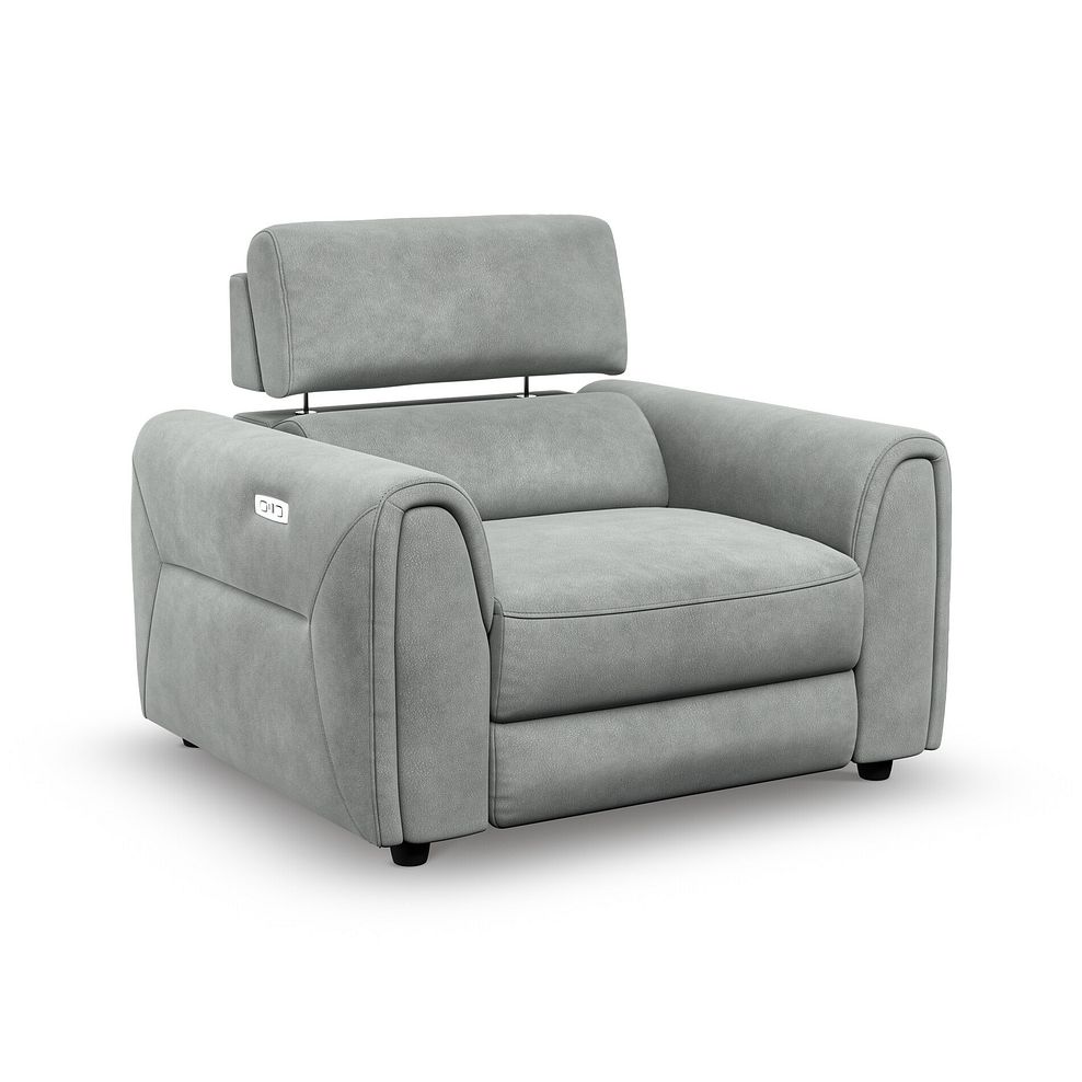 Santorini Electric Recliner Armchair with Power Headrest in  Nomad Pebble Fabric 2
