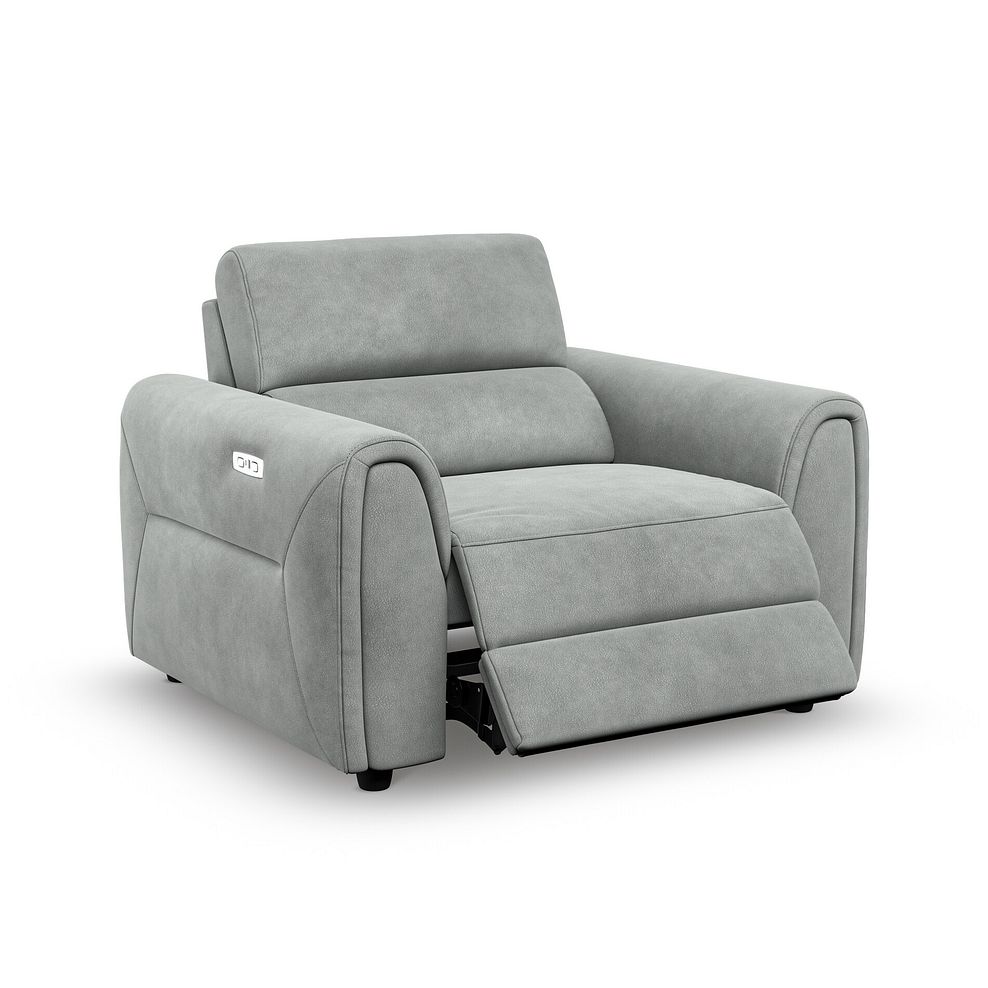 Santorini Electric Recliner Armchair with Power Headrest in  Nomad Pebble Fabric 3