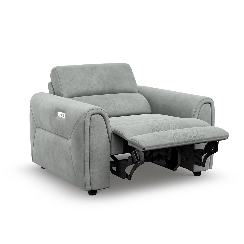 Santorini Electric Recliner Armchair with Power Headrest in  Nomad Pebble Fabric 4
