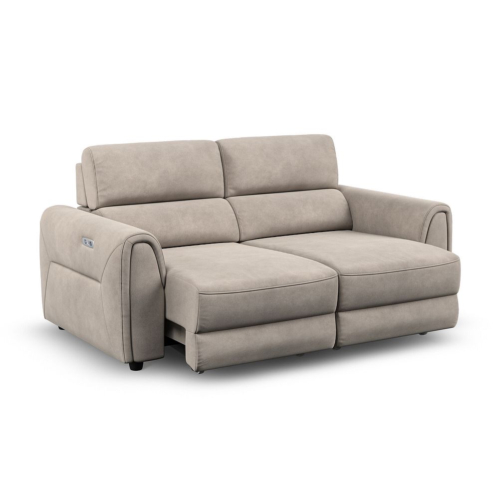 Santorini Modular 2 Seater Electric Reclining Sofa with Double End Motion Chaises in Nomad Sahara Fabric- GROUP 8 2