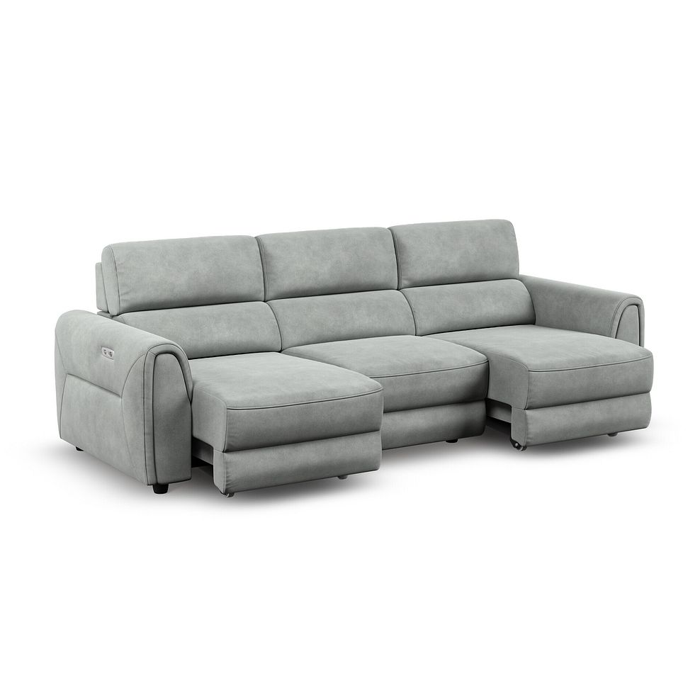 Santorini  Modular 3 Seater Power Motion Chaise Sofa in Nomad Pebble Fabric- GROUP 9 2