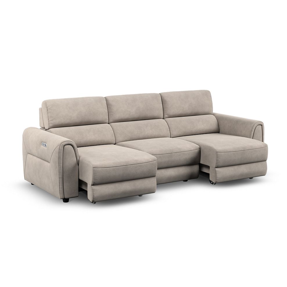 Santorini  Modular 3 Seater Power Motion Chaise Sofa in Nomad Sahara Fabric- GROUP 9 2