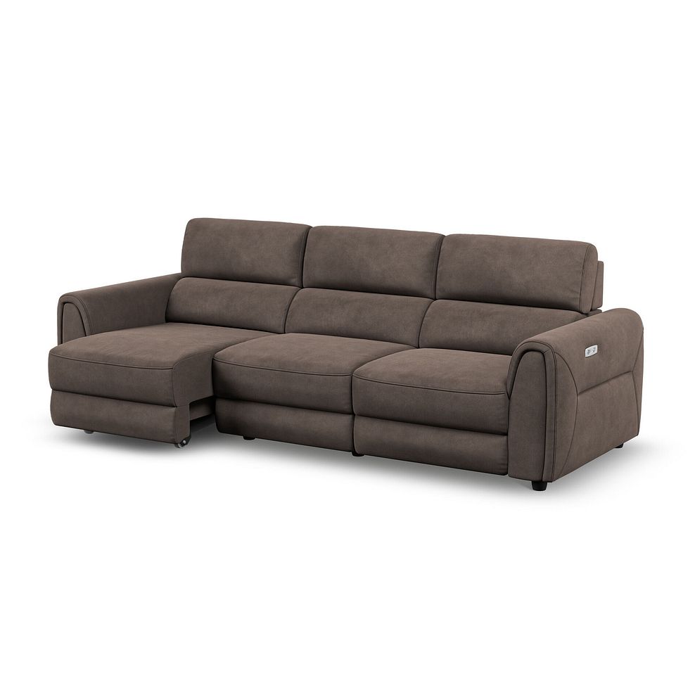 Santorini Modular 3 Seater Power Chaise Left Hand Corner Sofa and Power Headres in Nomad Driftwood Fabric- GROUP 9 3