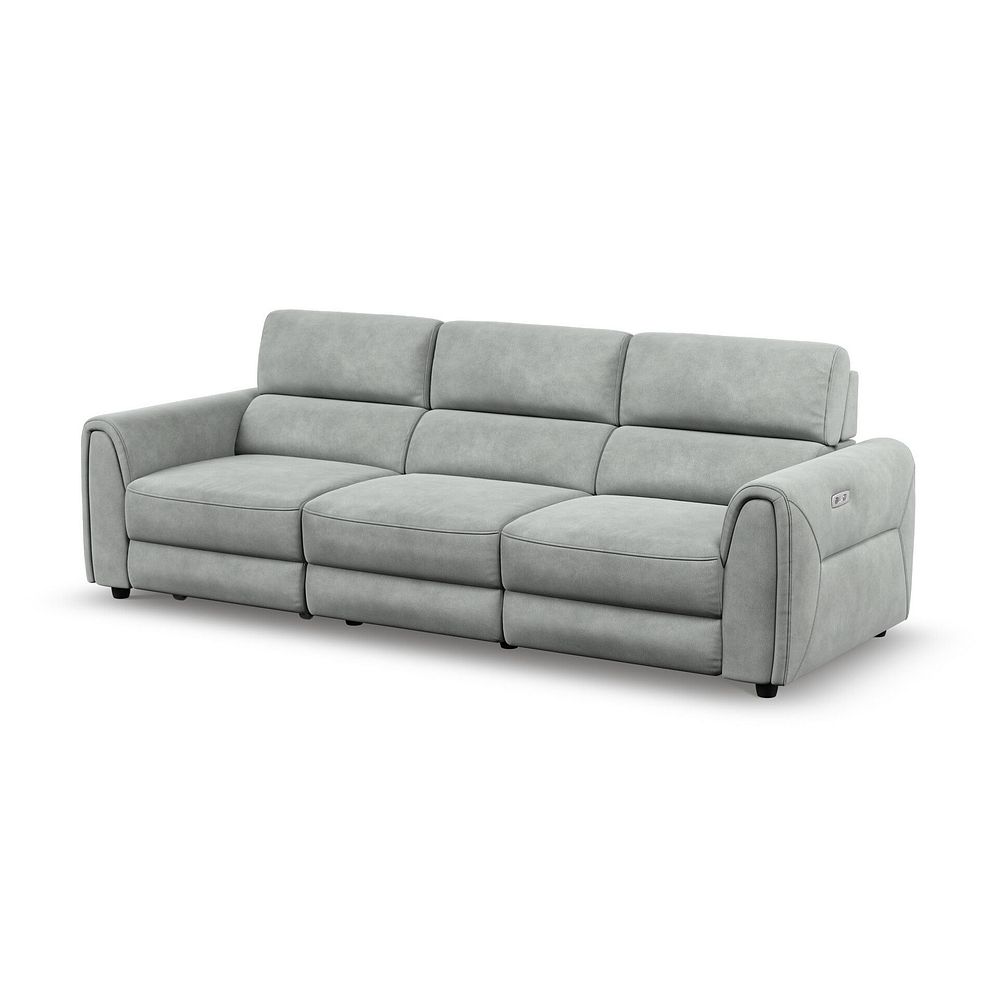 Santorini Modular 3 Seater Power Chaise Left Hand Corner Sofa and Power Headrest in Nomad Pebble Fabric- GROUP 9 1