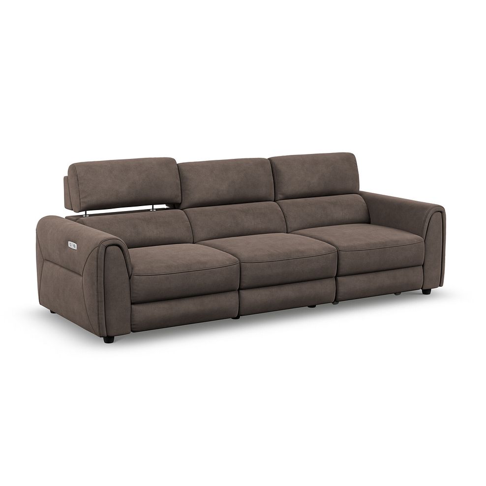 Santorini Modular 3 Seater Power Chaise Right Hand Corner Sofa in Dapple Chocolate Fabric- GROUP 9 in Nomad Driftwood Fabric- GROUP 9 2