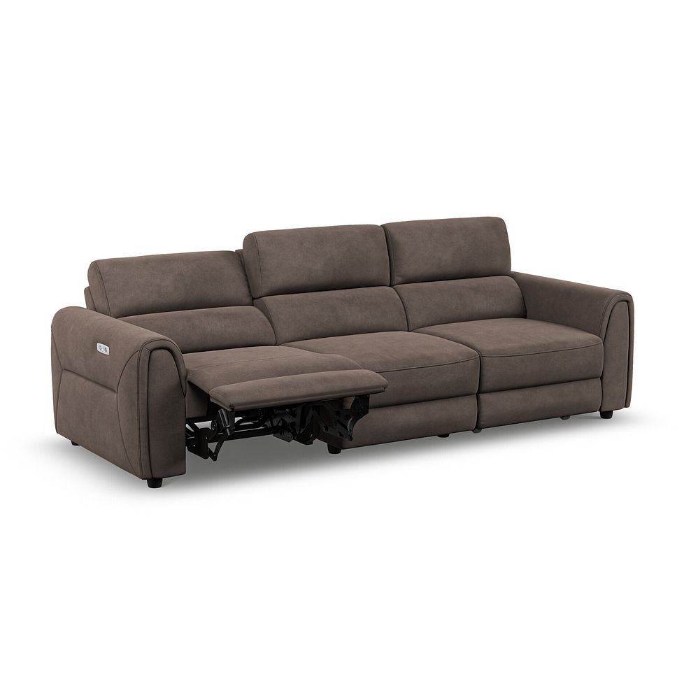 Santorini Modular 3 Seater Power Chaise Right Hand Corner Sofa in Dapple Chocolate Fabric- GROUP 9 in Nomad Driftwood Fabric- GROUP 9 5