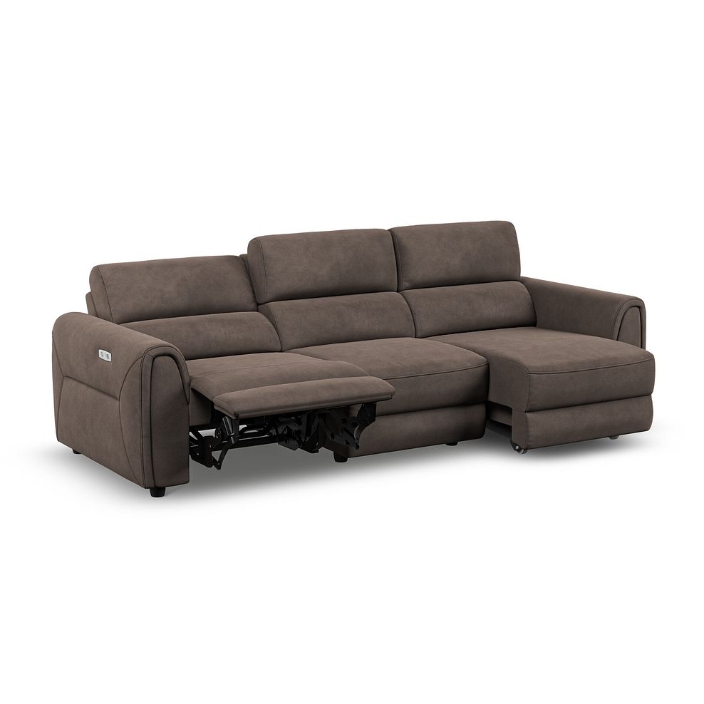 Santorini Modular 3 Seater Power Chaise Right Hand Corner Sofa in Dapple Chocolate Fabric- GROUP 9 in Nomad Driftwood Fabric- GROUP 9 6
