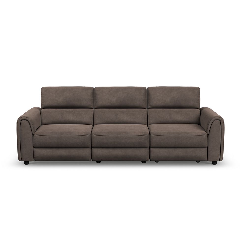 Santorini Modular 3 Seater Power Chaise Right Hand Corner Sofa in Dapple Chocolate Fabric- GROUP 9 in Nomad Driftwood Fabric- GROUP 9 7
