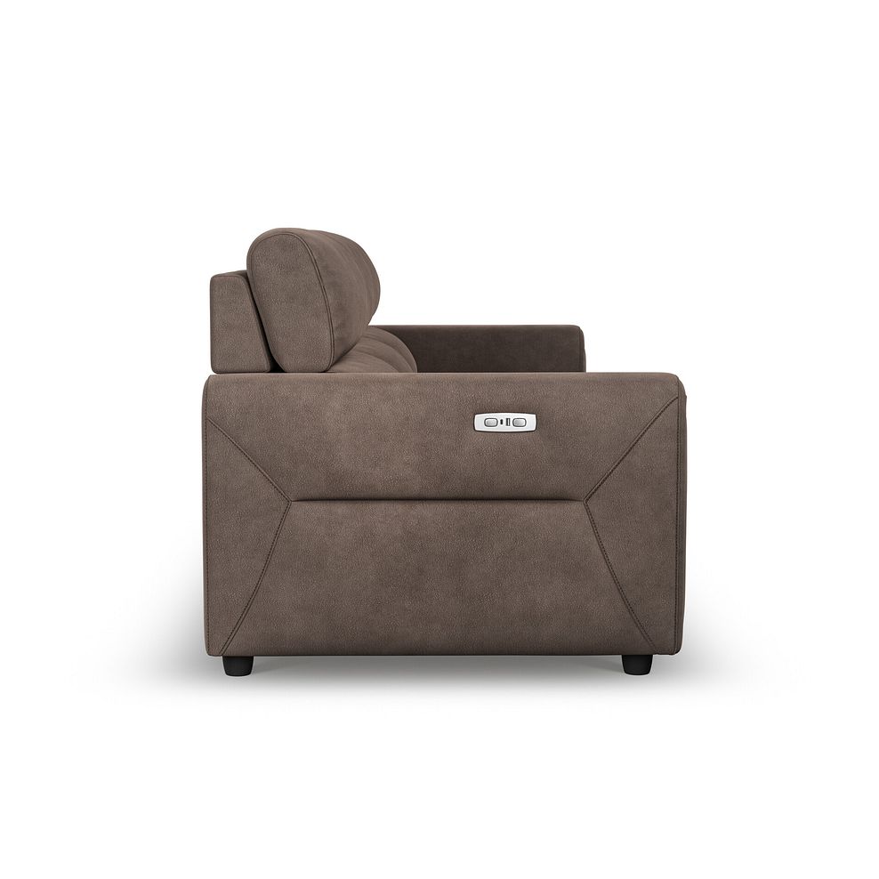 Santorini Modular 3 Seater Power Chaise Right Hand Corner Sofa in Dapple Chocolate Fabric- GROUP 9 in Nomad Driftwood Fabric- GROUP 9 9