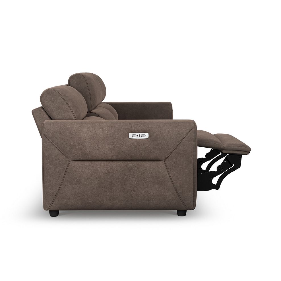 Santorini Modular 3 Seater Power Chaise Right Hand Corner Sofa in Dapple Chocolate Fabric- GROUP 9 in Nomad Driftwood Fabric- GROUP 9 10