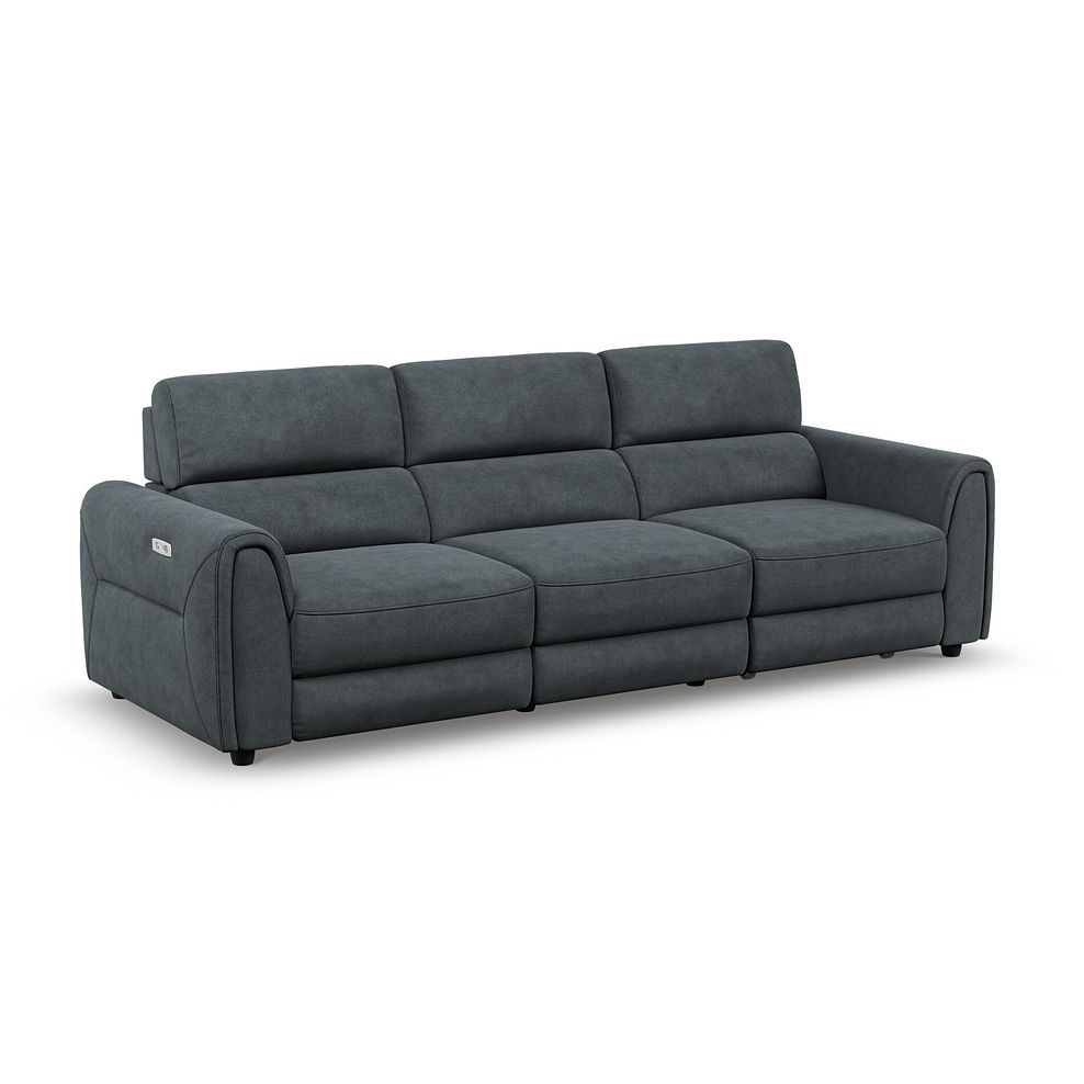 Santorini Modular 3 Seater Power Chaise Right Hand Corner Sofa in Dapple Chocolate Fabric- GROUP 9 in Nomad Harbour Mist Fabric- GROUP 9 1