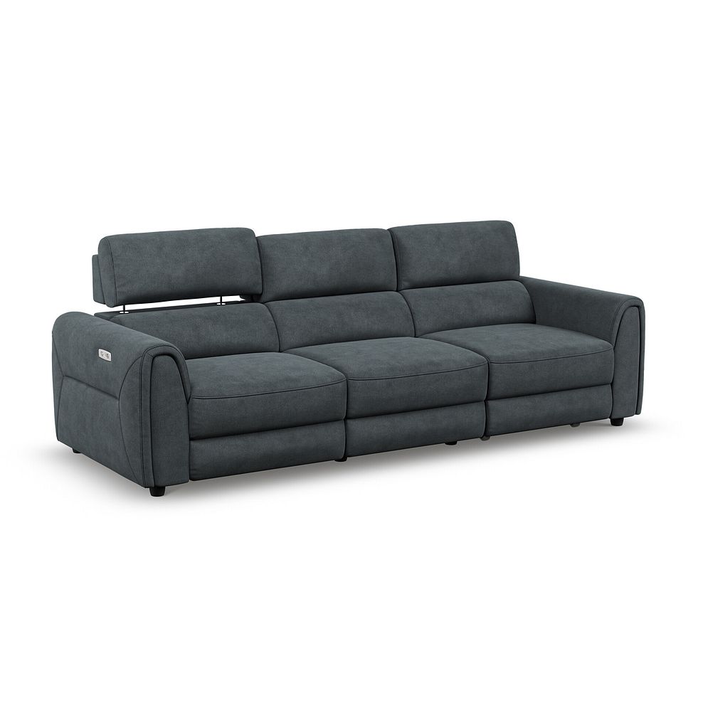 Santorini Modular 3 Seater Power Chaise Right Hand Corner Sofa in Dapple Chocolate Fabric- GROUP 9 in Nomad Harbour Mist Fabric- GROUP 9 2