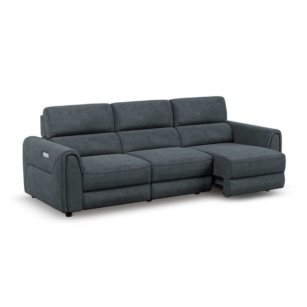 Santorini Modular 3 Seater Power Chaise Right Hand Corner Sofa in Dapple Chocolate Fabric- GROUP 9 in Nomad Harbour Mist Fabric- GROUP 9 3