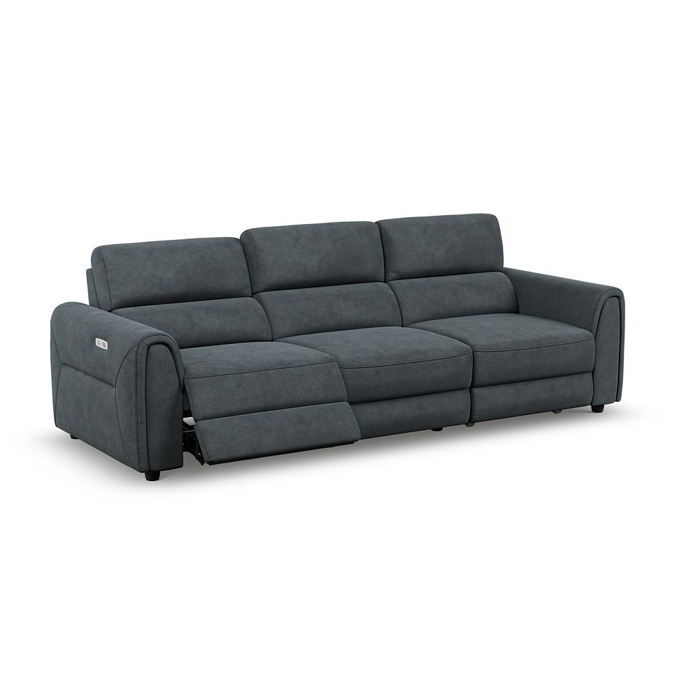 Santorini Modular 3 Seater Power Chaise Right Hand Corner Sofa in Dapple Chocolate Fabric- GROUP 9 in Nomad Harbour Mist Fabric- GROUP 9 4