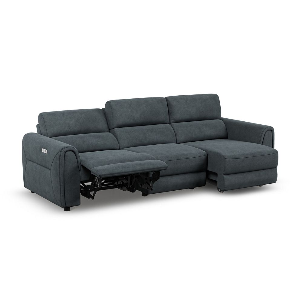 Santorini Modular 3 Seater Power Chaise Right Hand Corner Sofa in Dapple Chocolate Fabric- GROUP 9 in Nomad Harbour Mist Fabric- GROUP 9 6