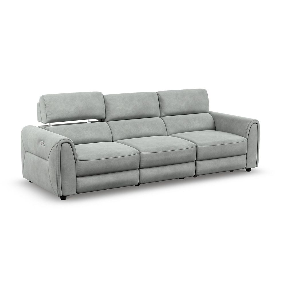 Santorini Modular 3 Seater Power Chaise Right Hand Corner Sofa in Dapple Chocolate Fabric- GROUP 9 in Nomad Pebble Fabric- GROUP 9 2
